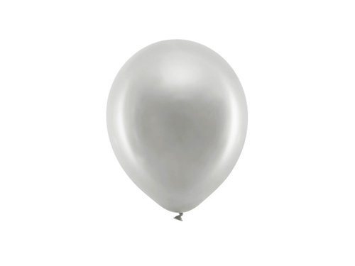 Balony Rainbow metaliczne srebrne - 23 cm - 10 szt.