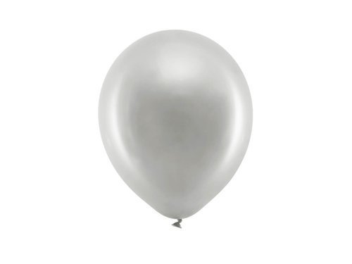 Balony Rainbow metaliczne srebrne - 30 cm - 10 szt.