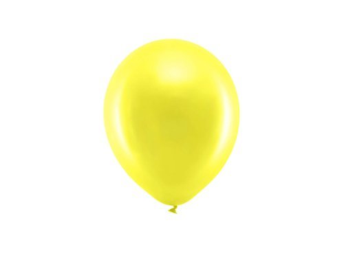 Balony Rainbow metaliczne żółte - 23 cm - 10 szt.