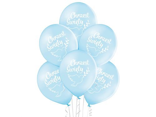 Balony lateksowe Chrzest Święty błękitne - 30 cm - 6 szt.