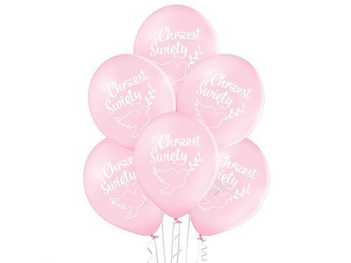 Balony lateksowe Chrzest Święty różowe - 30 cm - 6 szt.