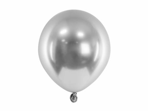 Balony lateksowe Glossy srebrne - 12 cm - 50 szt.