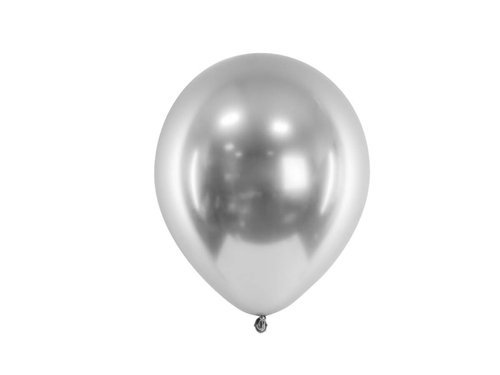 Balony lateksowe Glossy srebrne - 30 cm - 10 szt.