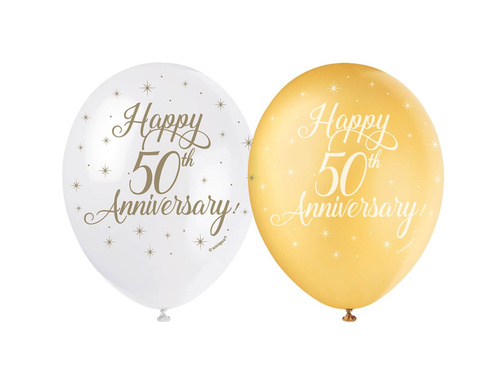 Balony lateksowe Happy 50th Anniversary - 30 cm - 5 szt.