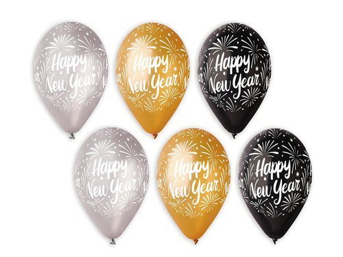 Balony lateksowe Happy New Year - 30 cm - 25 szt.