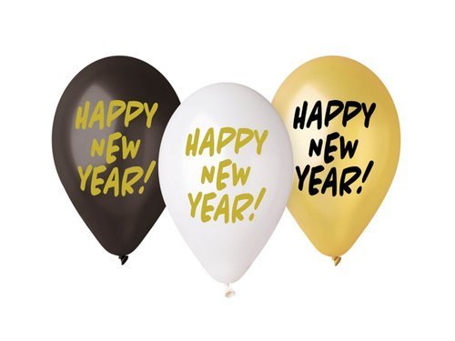 Balony lateksowe Happy New Year - 33 cm - 5 szt.