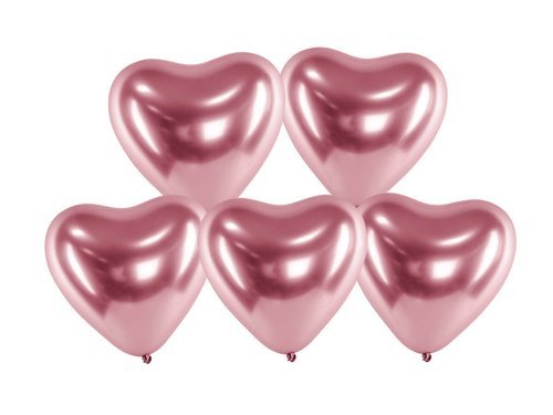 Balony lateksowe Serca Glossy różowe złoto - 30 cm - 50 szt.