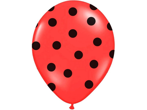 Balony lateksowe czerwone w czarne kropki - 30 cm - 50 szt.