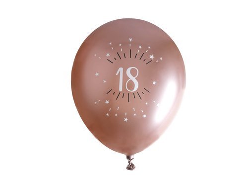 Balony lateksowe różowe złoto z nadrukiem 18 - 30 cm - 6 szt.