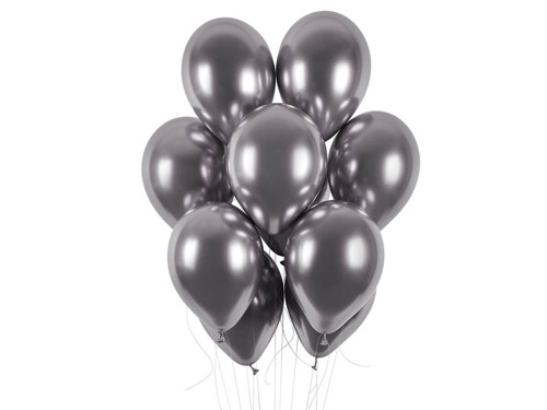 Balony lateksowe shiny grafitowe - 33 cm - 50 szt.