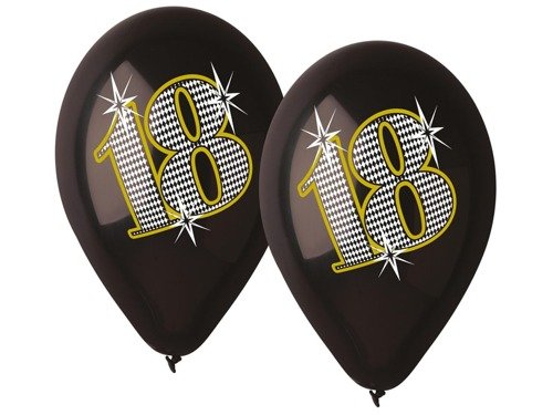 Balony lateksowe z nadrukiem 18 czarne - 30 cm - 5 szt.