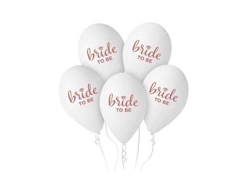 Balony lateksowe z nadrukiem Bride To Be - białe - 32 cm - 5 szt.