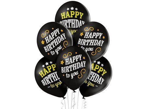 Balony lateksowe z nadrukiem Happy Birthday to you - 12" - 6 szt.