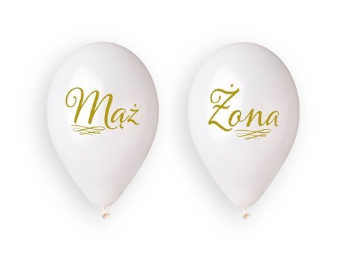 Balony lateksowe z nadrukiem weselnym Mąż i Żona - 33 cm - 4 szt.