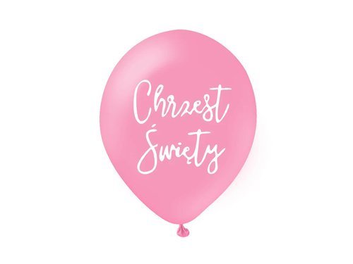 Balony lateksowe z napisem Chrzest Święty - różowe - 30 cm - 100 szt.