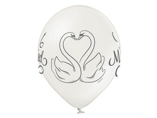 Balony metaliczne z nadrukiem weselnym Just Married - 12" - 6 szt.