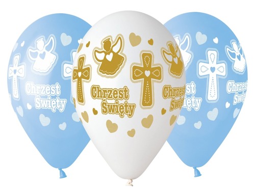 Balony na chrzest dla chłopca - 33 cm - 5 szt.