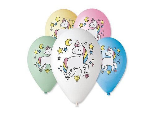 Balony pastelowe Jednorożec - Magiczna Noc - 30 cm - 5 szt.