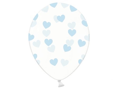 Balony przeźroczyste Serduszka błękitne - 30 cm - 50 szt.