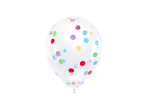 Balony przezroczyste z kolorowym konfetti - 30 cm - 6 szt