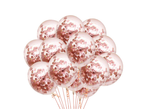 Balony przezroczyste z pomarańczowym konfetti - 30 cm - 100 szt.