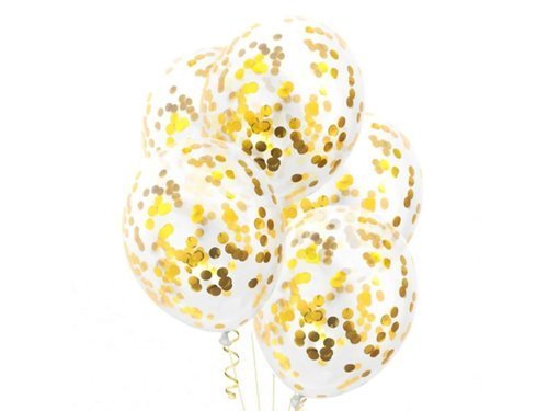 Balony przezroczyste ze złotym konfetti - 30 cm - 100 szt