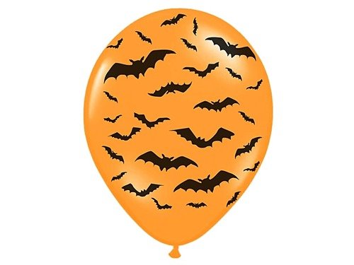 Balony z nadrukiem Halloween'owym - nietoperze Duze 37 cm 6 szt.