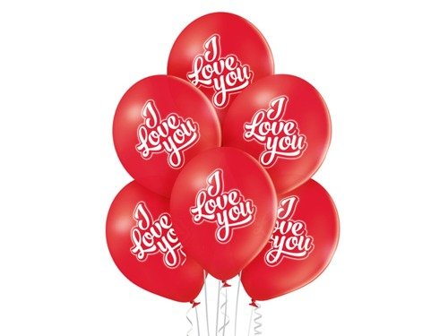 Balony z nadrukiem I Love You - 12" - 6 szt.