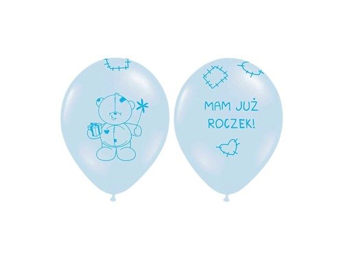 Balony z nadrukiem dla chłopca "Mam już roczek" - 30 cm - 6 szt.