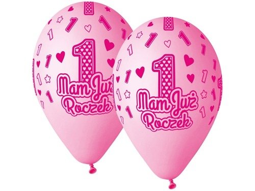 Balony z nadrukiem na roczek Mam już roczek - 33 cm - 5 szt.