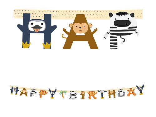 Baner Happy Birthday Zwierzątka ZOO - 1 szt.