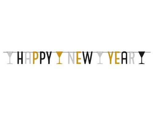 Baner Happy New Year - 180 cm - 1 szt.