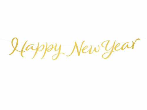 Baner Happy New Year złoty - 120 cm - 1 szt.