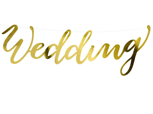 Baner Wedding złoty - 16,5 x 45 cm - 1 szt.