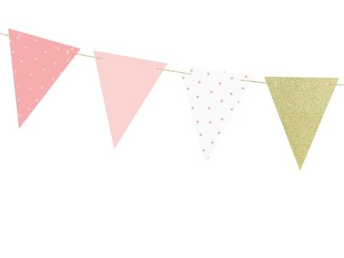 Baner flagi różowy na roczek 1st birthday - 1,3 m