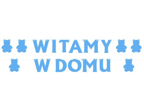 Baner na Witamy w domu niebieski z misiami - 5 m