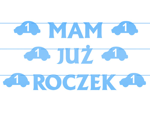 Baner na roczek niebieski z samochodzikami - 6,5m