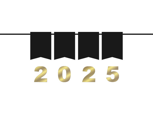 Baner sylwestrowy złoty 2025 - 1 szt.