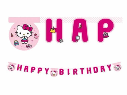 Baner urodzinowy Happy Birthday Hello Kitty - 1 szt.