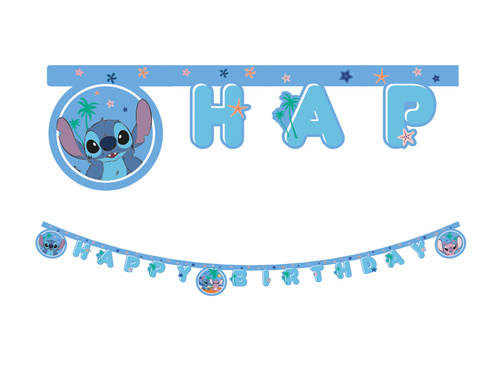 Baner urodzinowy Happy Birthday Stitch & Angel - 1 szt.