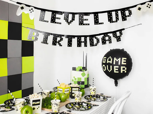 Baner urodzinowy Level up Gamer - 250 cm - 1 szt.