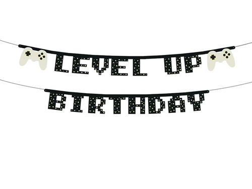 Baner urodzinowy Level up Gamer - 250 cm - 1 szt.