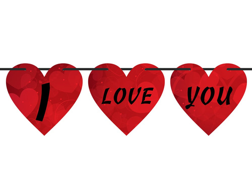 Baner wiszący serca I Love You na Walentynki - 2m