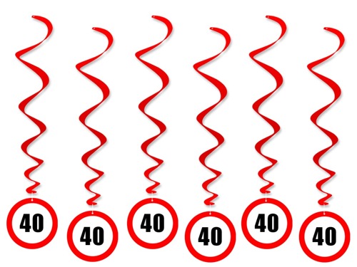 Dekoracja wisząca Zakaz na 40 urodziny - 6 szt.