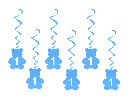 Dekoracja wisząca na roczek misie niebieskie - 6 szt.