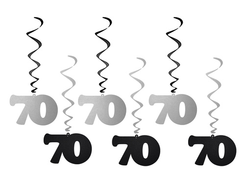 Dekoracja wisząca świderki 70 urodziny - 6 szt.