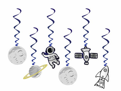 Dekoracja wisząca urodzinowa Kosmos - 6 szt.