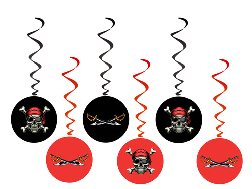 Dekoracja wisząca urodzinowa Pirat - 6 szt.