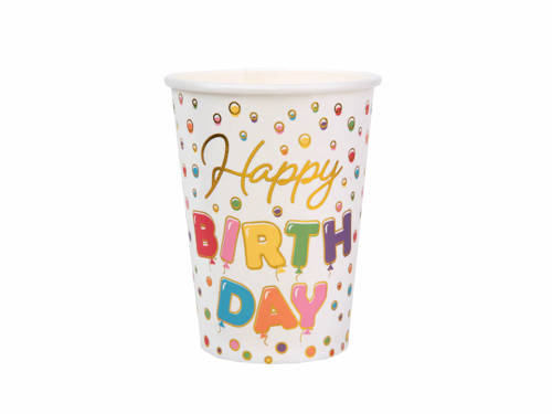 Kubeczki urodzinowe Happy Birthday - 270 ml - 10 szt.