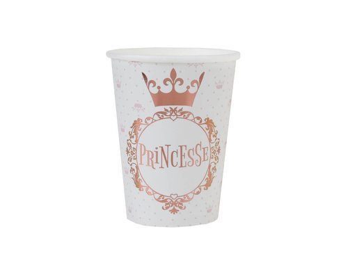 Kubeczki urodzinowe Princesse z różowo złotą koroną - 270 ml - 10 szt.